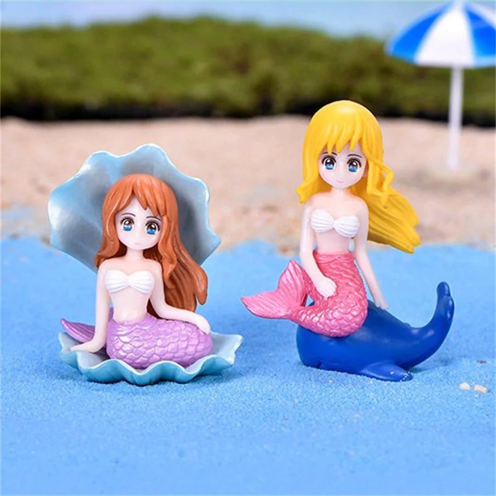 Aquarium Decoration Plastic Fish Tank Little Mermaid Ornament Miniature Figurines DIY Cake Decor Desk Craft Accessories