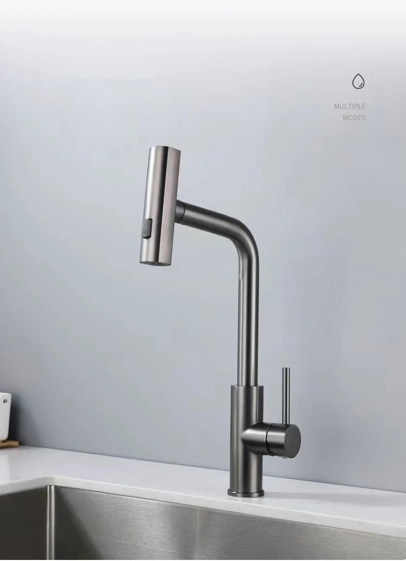 YCRAYS Black Kitchen Faucets Gray Pull Out Sprayer Tap