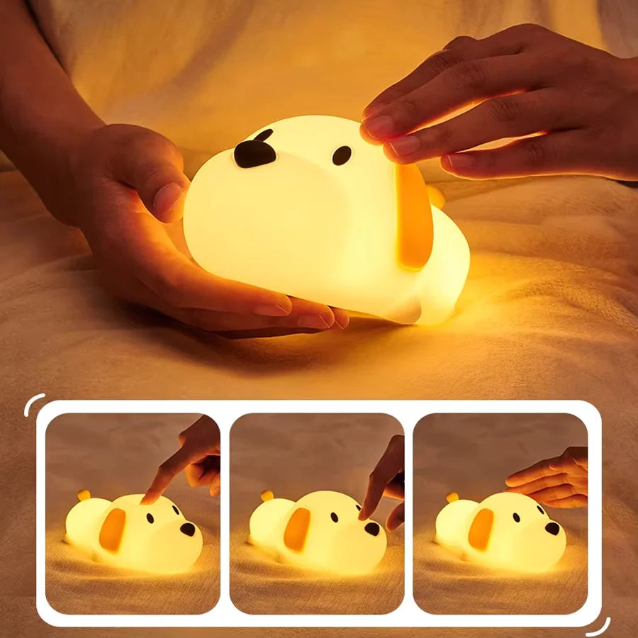 Bunny Silicone Night Light for Kids Room USB Rechargeable Dimmable Sleep Lamp with Timer
