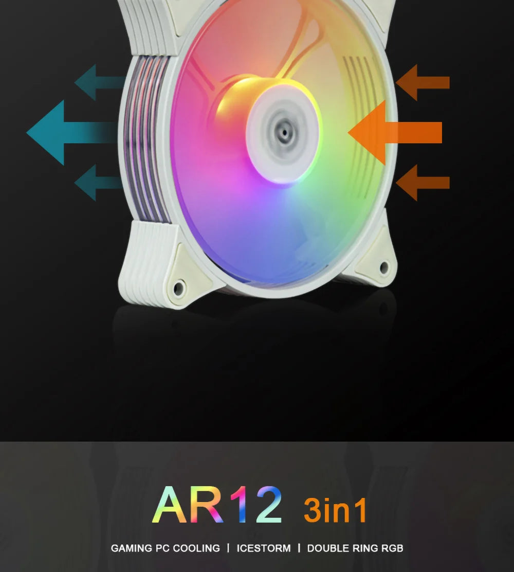 Aigo AR12 White 120mm RGB Fan Cooling Kit for PC Gamer