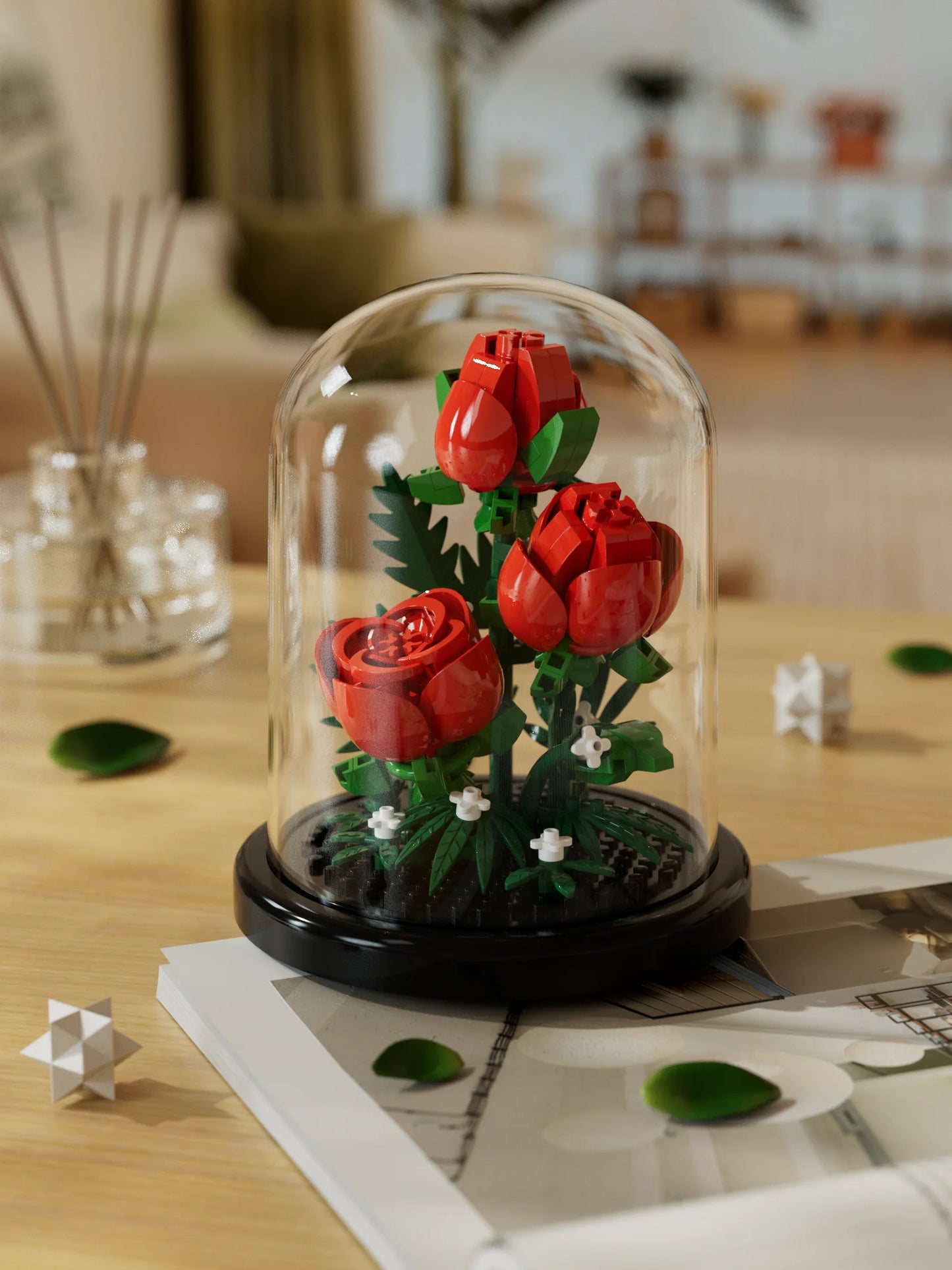 Building block flower eternal rose small particle building block assembly toy Birthday Christmas gift desktop decoration