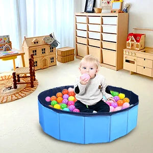 Foldable Dog Pool for Small Pets Quick Setup and Drain Hole Durable Waterproof PVC 32x8 Inches