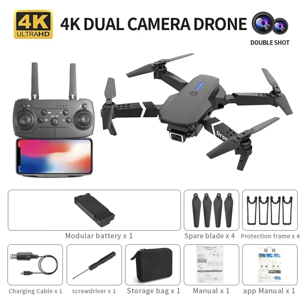 Professional Drone E88 4K HD Camera Foldable RC Quadrotor