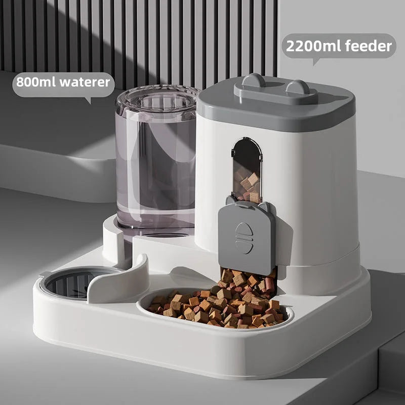 Automatic Cat Dog Feeder with Integrated Food & Water Bowl