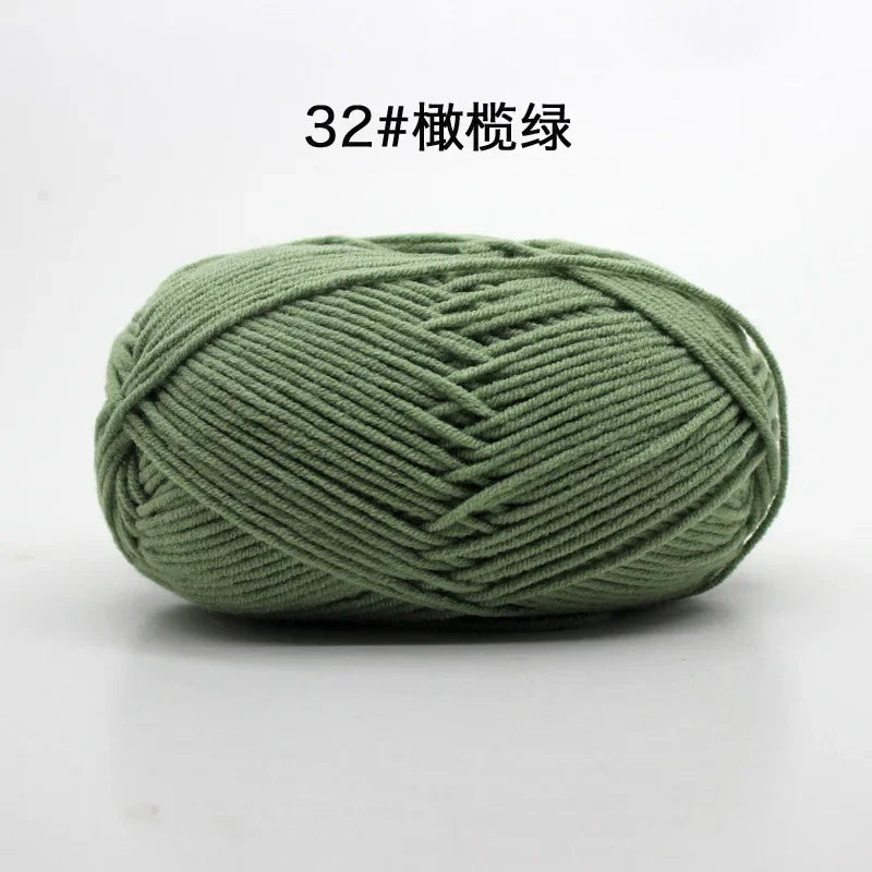 Likeecords 4-Strand Milk Cotton Yarn 60g Soft Baby Yarn for Knitting and Crochet
