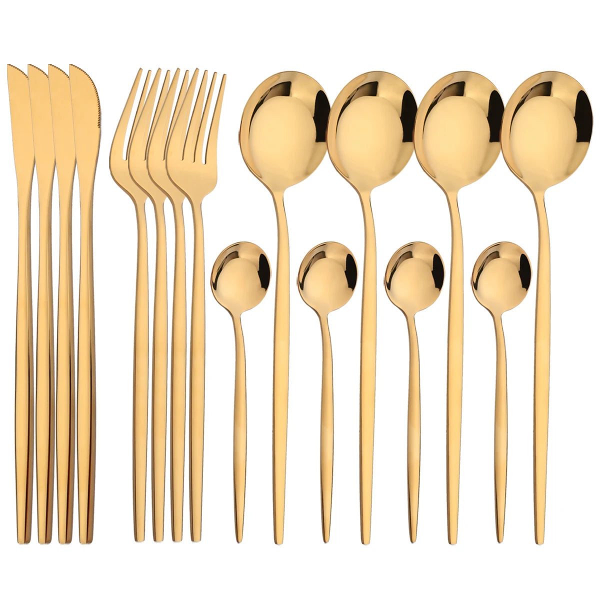 16 Piece Black and Gold Stainless Steel Cutlery Set Elegant Dinnerware Flatware for Home and Special Occasions