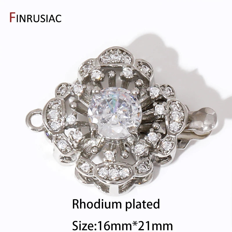 Multi Styles 18K Gold Plated Brass Flower Safety Clasps for DIY Jewelry