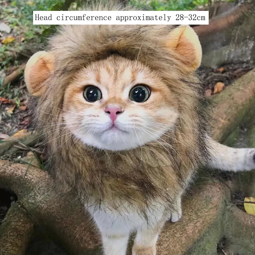 Cute Cat Hat Funny Halloween Cosplay Lion Scarf Wig For Small Dogs Cats Kitten Puppy Headgear Pug Creative Clothes Accessories