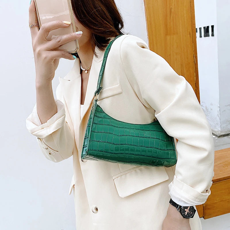 Retro Alligator Pattern Small Handbags for Women PU Leather