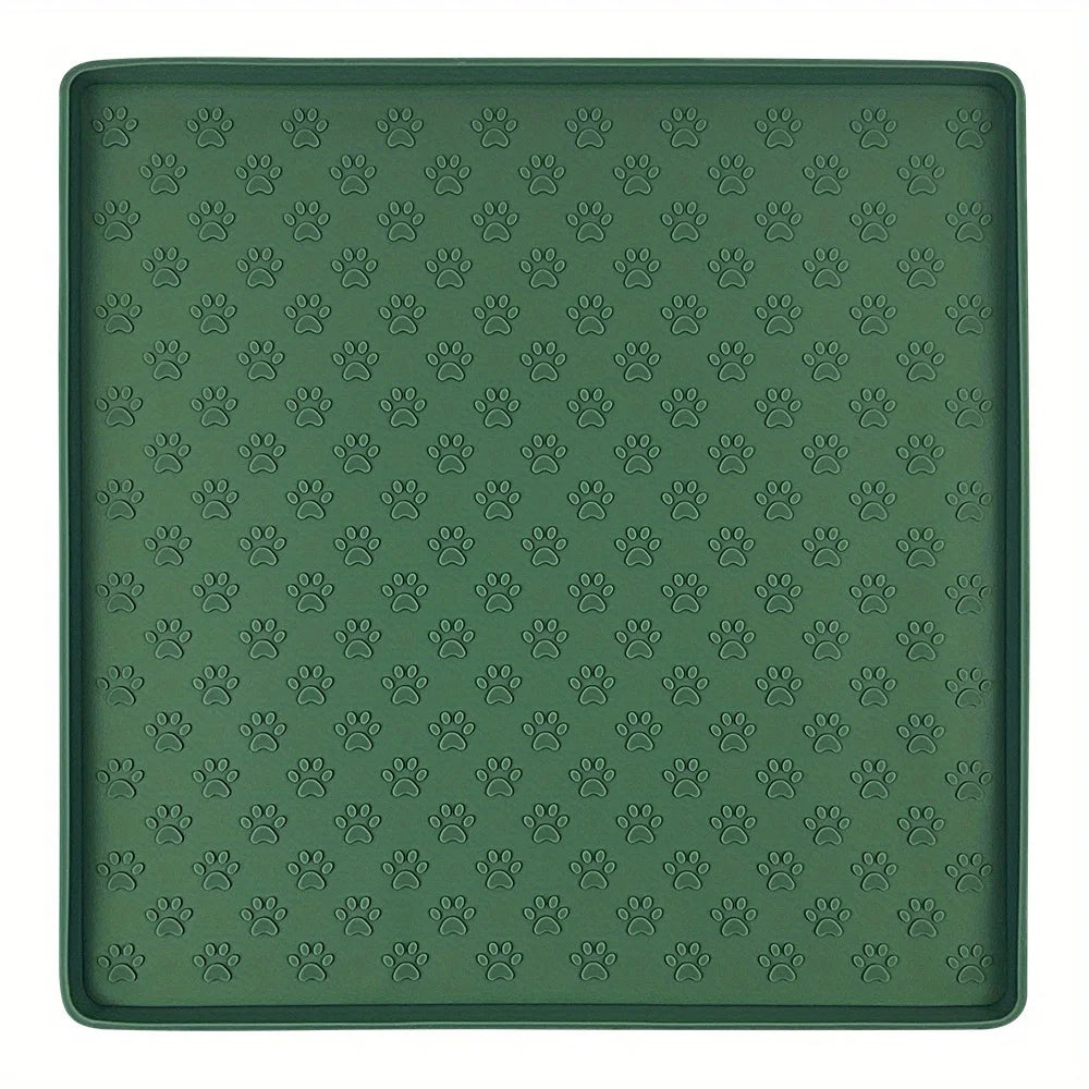 Pet Placemat Non Slip, Paw Print Design Keeps Floors Spotless Pets Content, Easy Clean Silicone mat