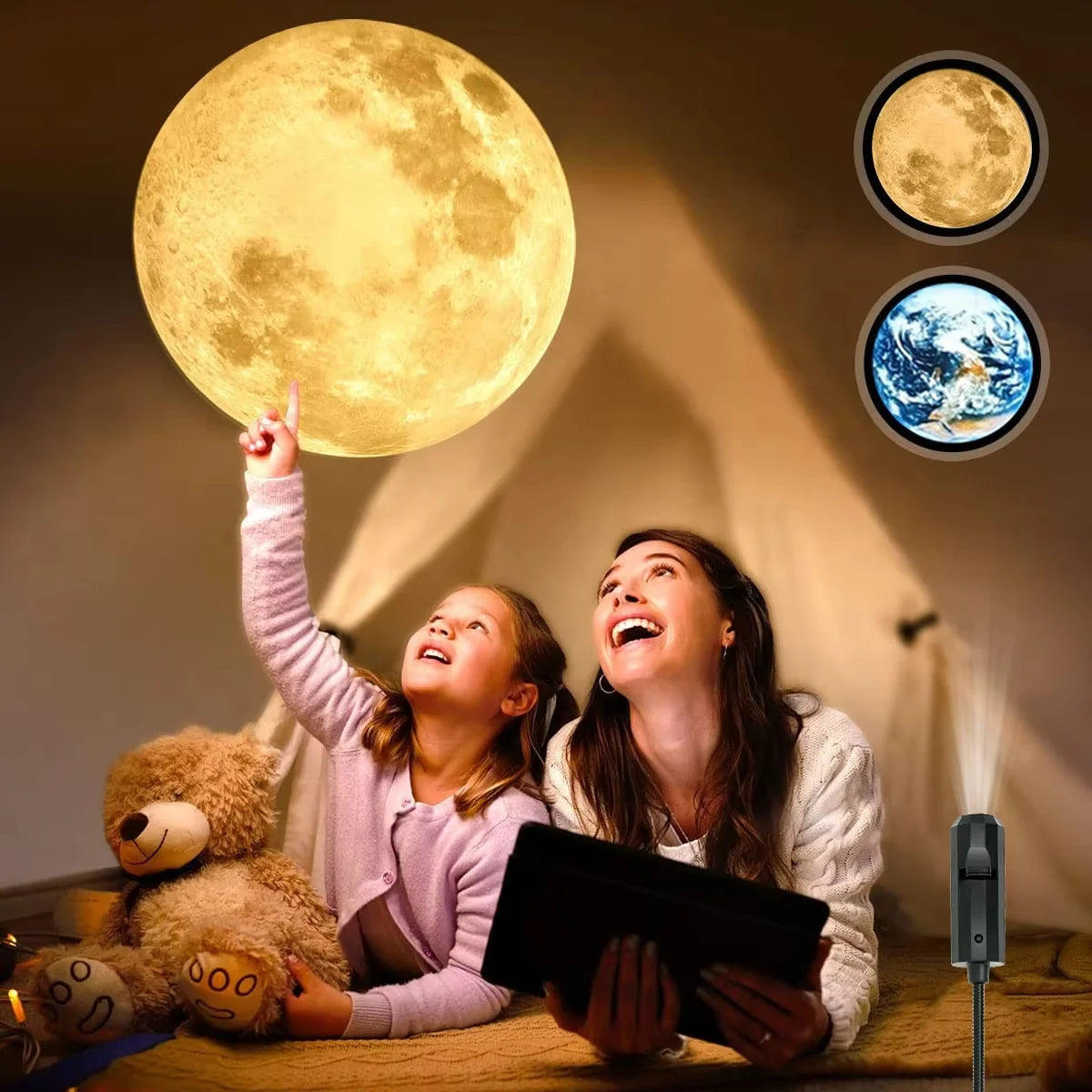 Planet Projection Light Moon Earth USB Night Light for Kids