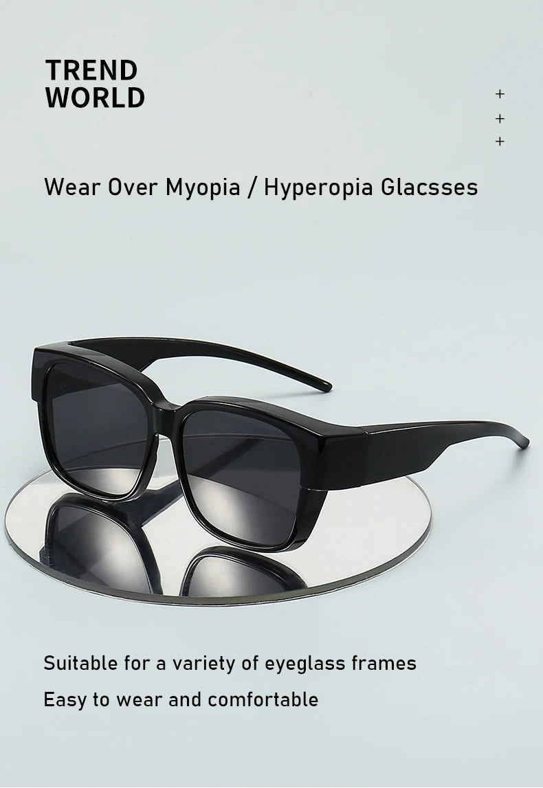 Men Women Polarized Sunglasses Over Myopia Glasses Vintage Outdoor Goggles