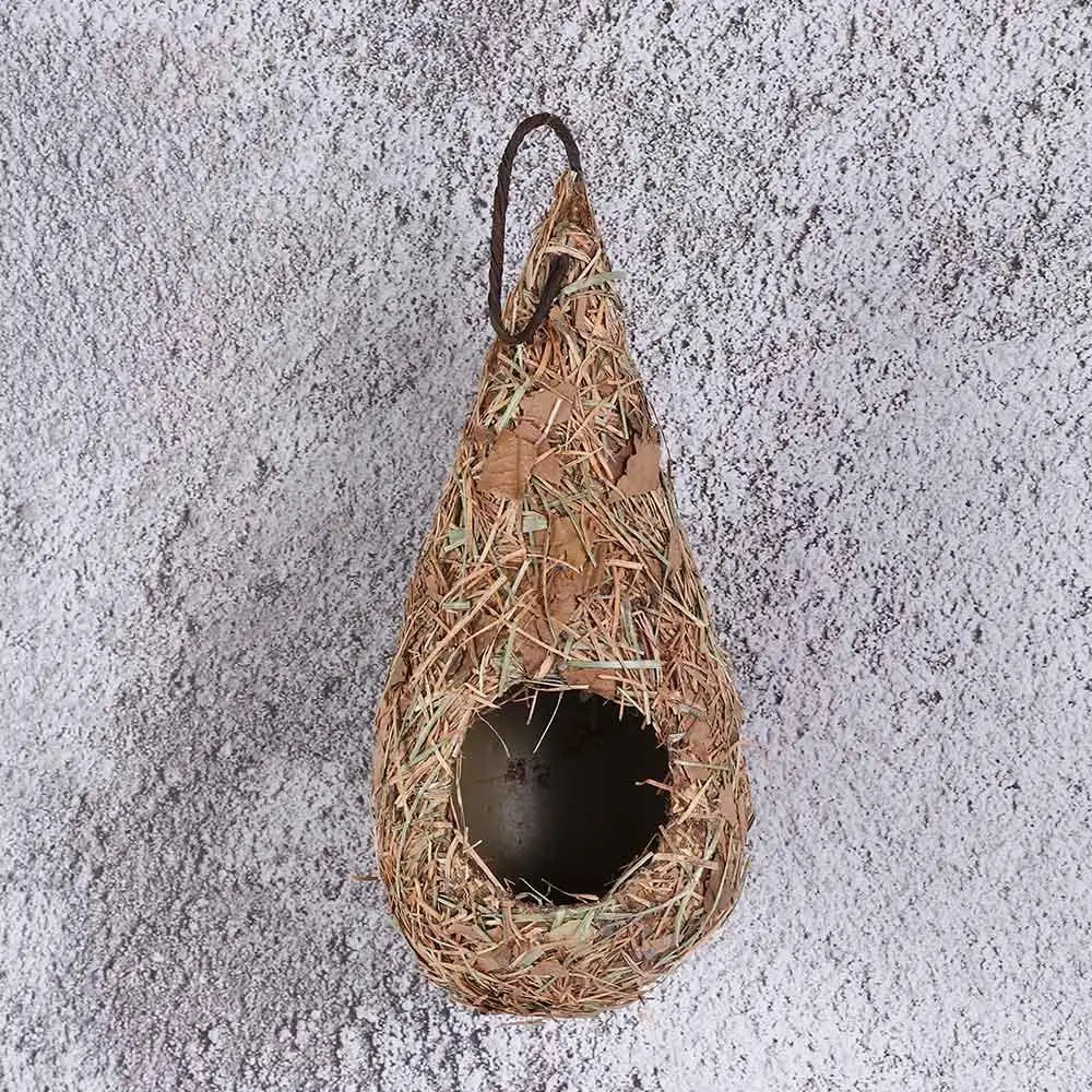 1/2PCS Bird House Natural Grass Hummingbird Bird Nest Fiber Hand-Woven Roosting Nest Bird Hut for Yard Decoration