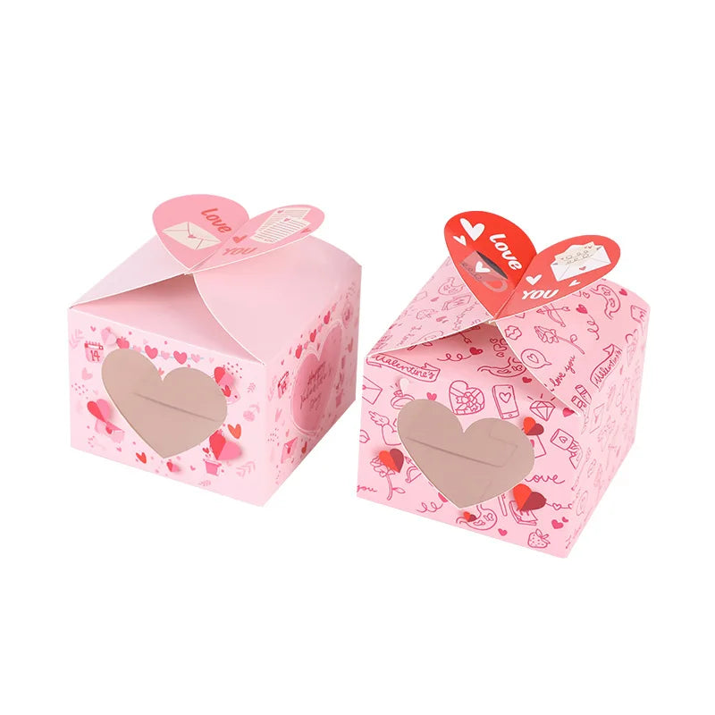 Love Heart Open Window Gift Boxes for Chocolates 12 or 24 Pcs Wedding Favors Cake Packaging Ideal for Valentine's Day and Special Celebrations