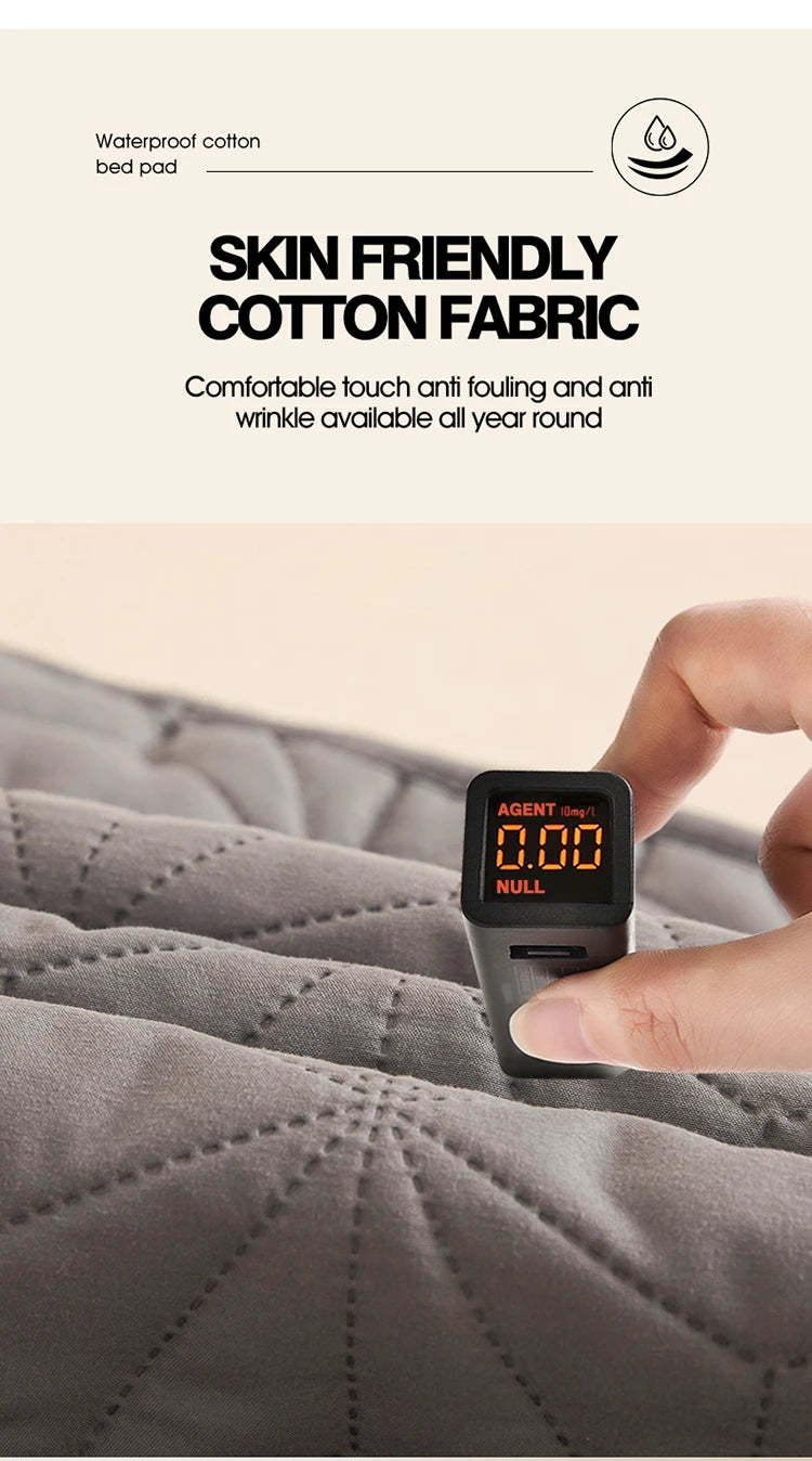 Waterproof Mattress Topper with Elastic Band Quilted Protector Pad for Single/Double Bed 140/160