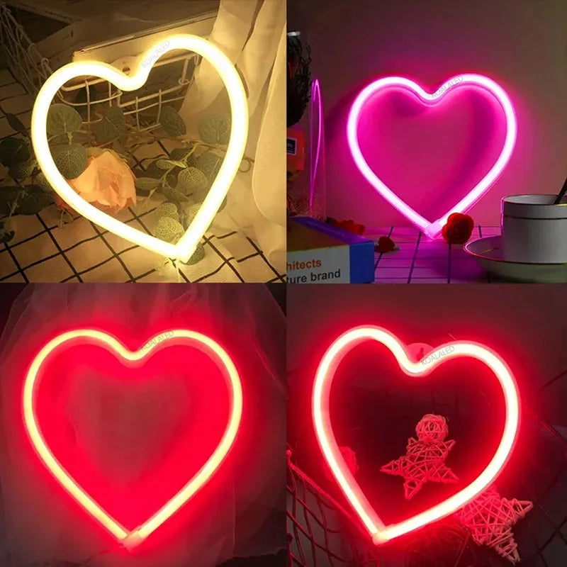 1pc USB Heart Shape LED Neon Light Sign for Bedroom and Bar