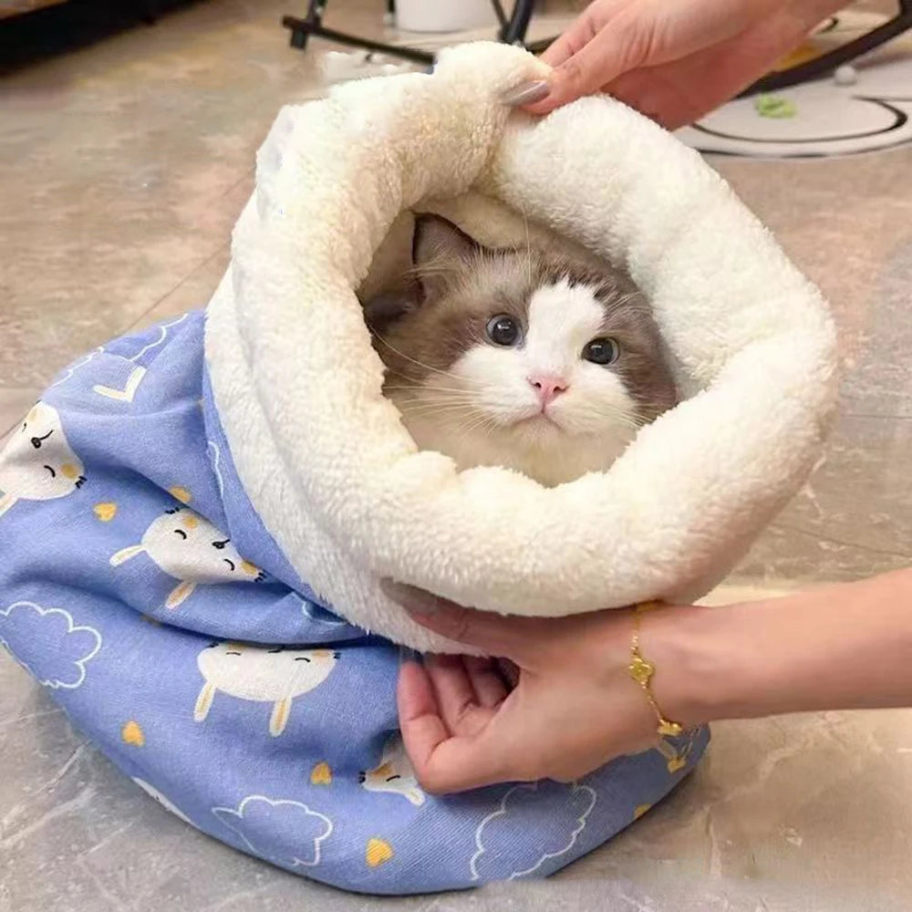 Cat Sleeping Bag Soft Cuddly Thickened Warm Cat Nest Pet Pocket Type Quilt Bed Kitten Puppy Soft Comfortable Nest Pet Supplies