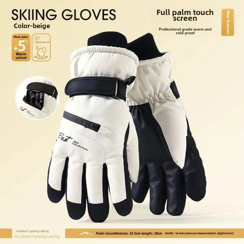 Non Slip Touch Ski Gloves Waterproof Pocket Warm Unisex Snowboard Accessories