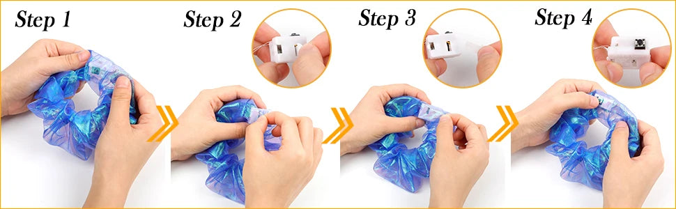 10 Pack LED Glow Hair Scrunchies Light Up Elastic Hairbands for Neon Parties and Celebrations