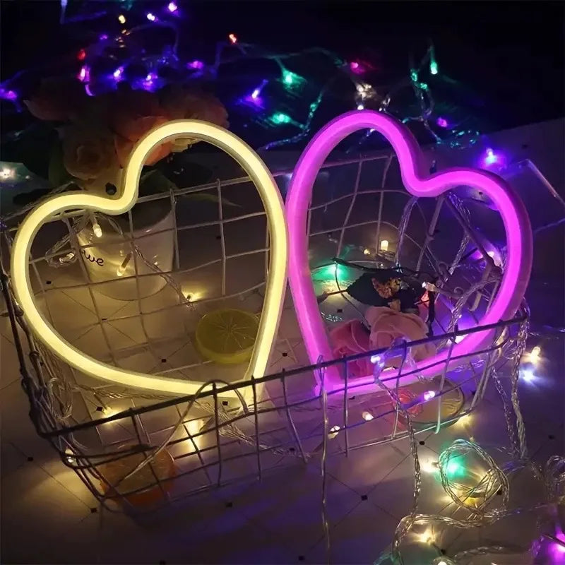 1pc USB Heart Shape LED Neon Light Sign for Bedroom and Bar
