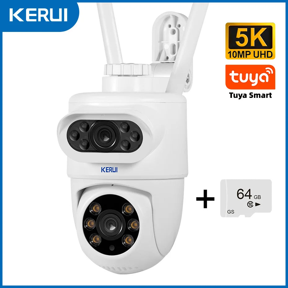 KERUI 4K PTZ WiFi IP Wireless Camera with Dual Lens 10MP 5K Video Surveillance for Outdoor Home Security