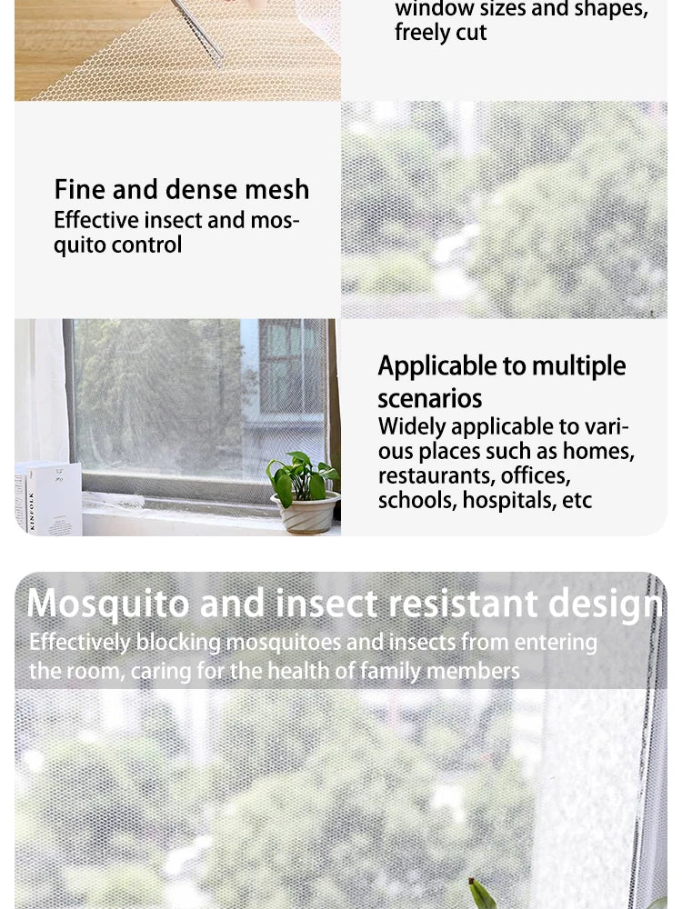Mosquitera autoadhesiva antimosquitos para el hogar EW, mosquitera invisible para ventanas, mosquitera cifrada para bricolaje, velcro gratis