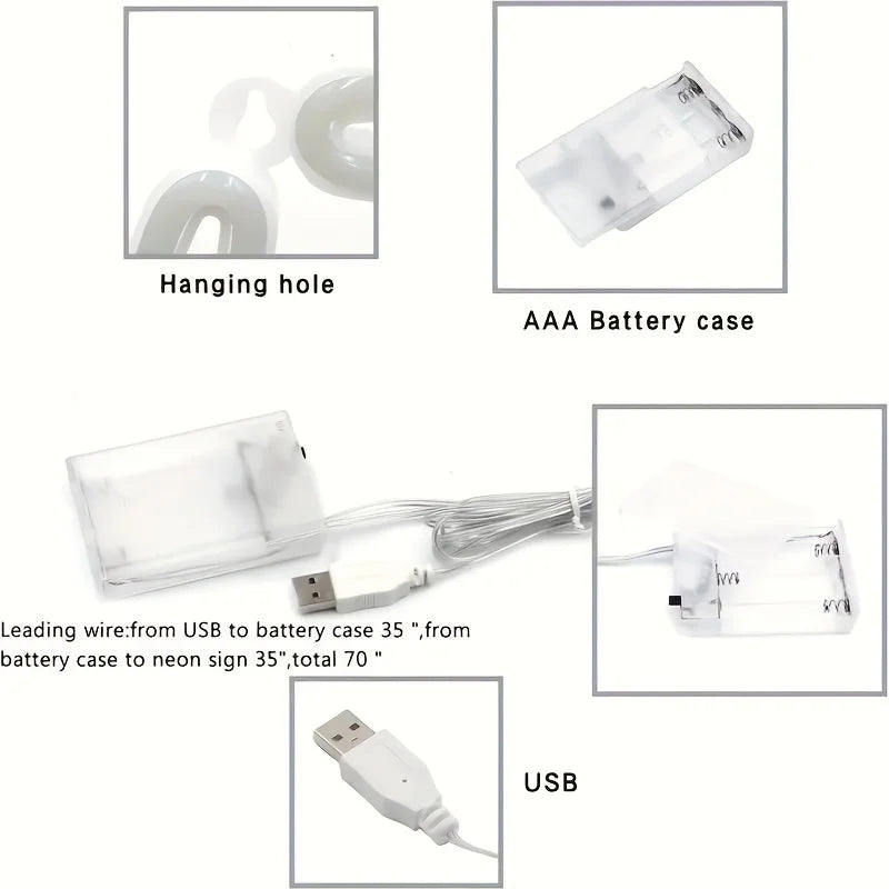 LED Neon Sign USB Battery Bar Bedroom Game Room Wedding Gift