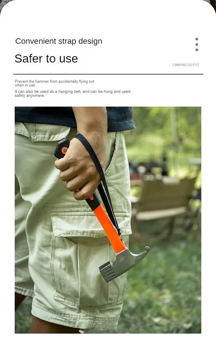 Outdoor Camping Tent Nail Hammer Cast Iron Safety Tool