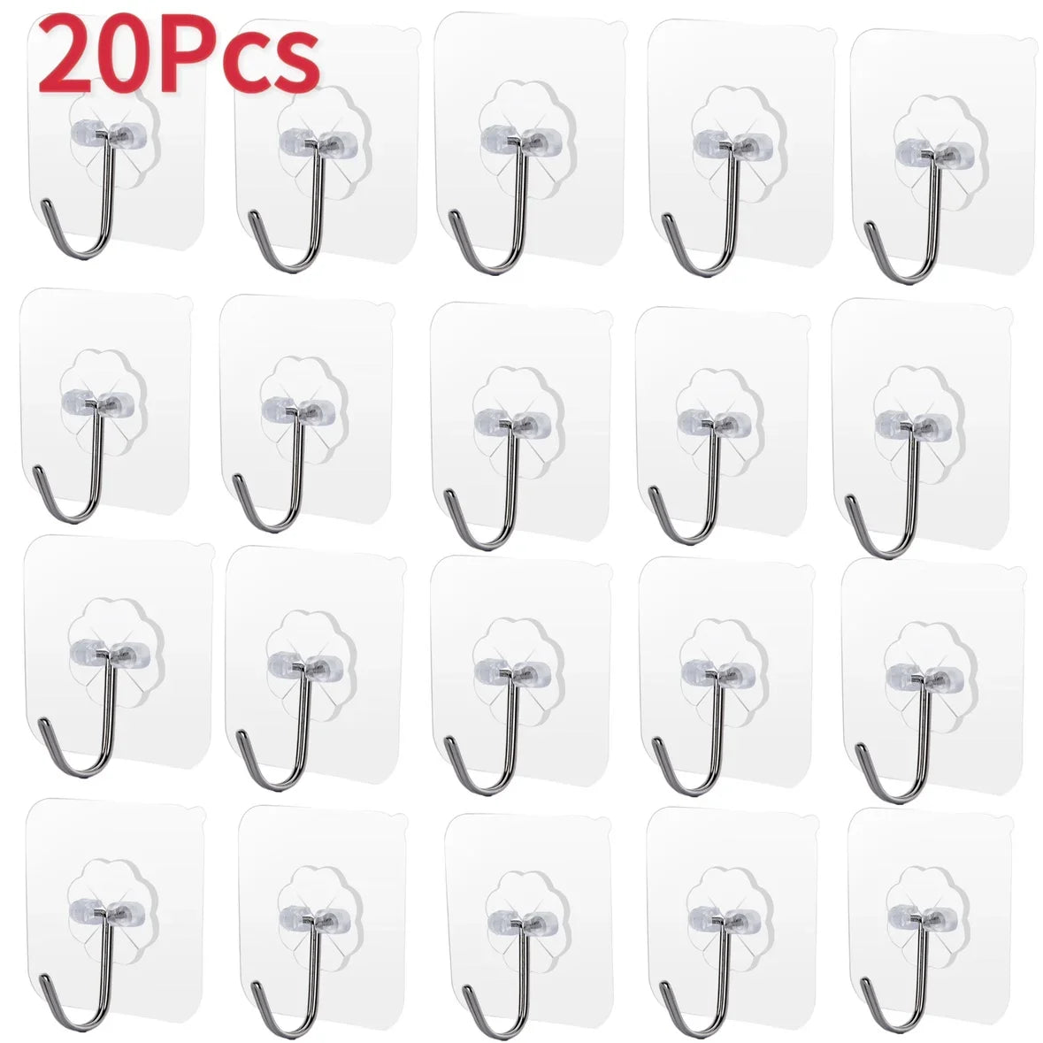 5/10/20Pcs Self-Adhesive Transparent Wall Hooks for Kitchen Bathroom Towel Key Rack