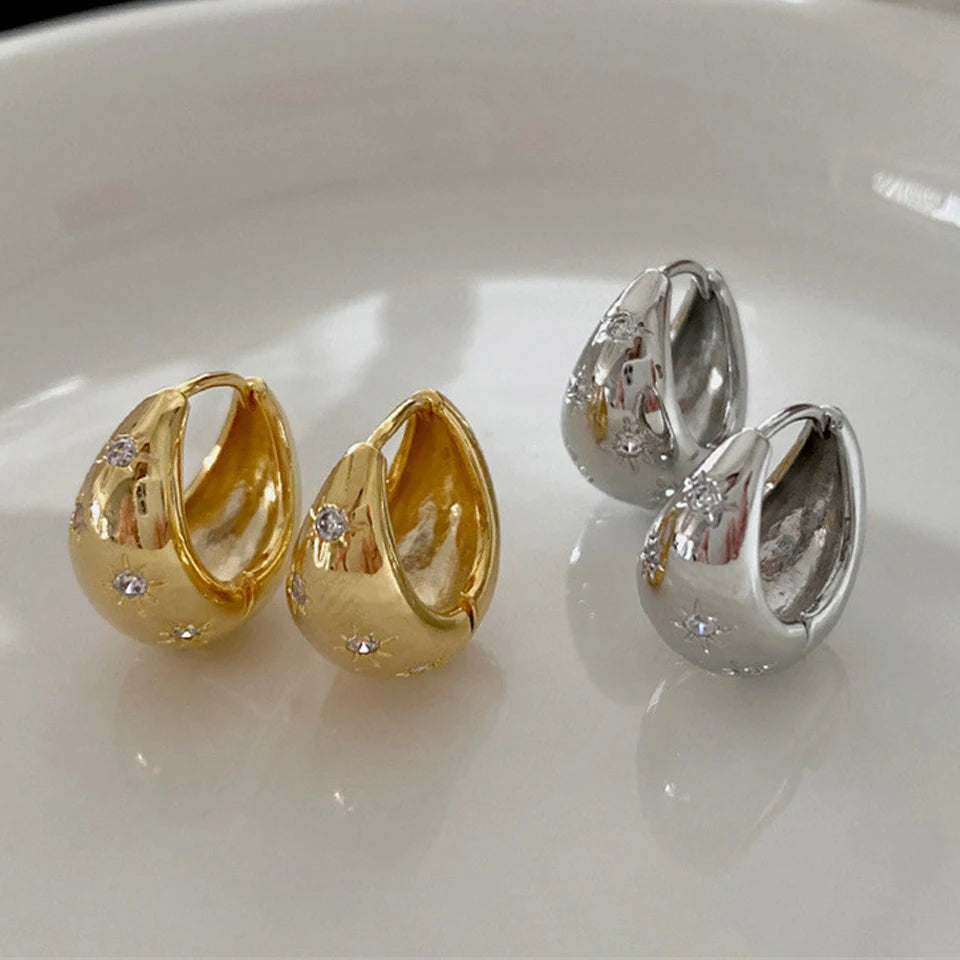 Yupsk Colorful Zircon Rainbow Hoop Earrings For Women