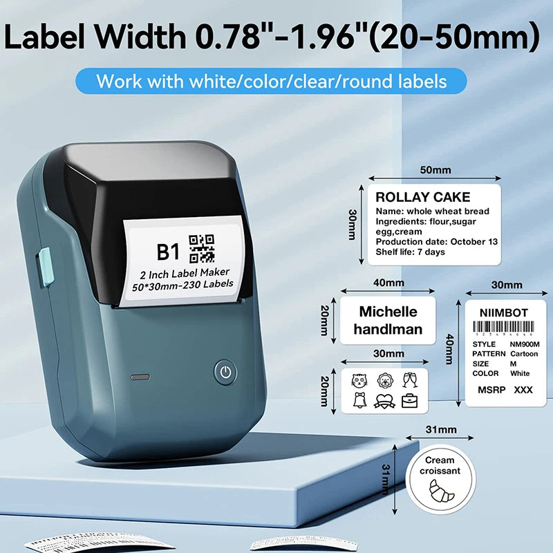 Mini Label Thermal Printer Niimbot Portable Bluetooth Sticker Printer