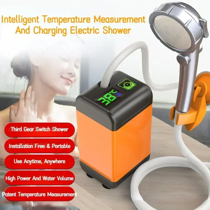 Outdoor Camping Shower Portable Electric Pump IPX7 Waterproof Digital Display