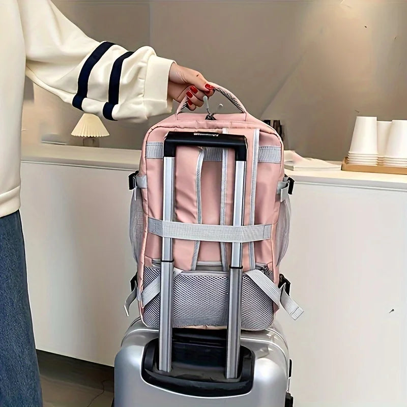 Travel Backpack Women Large Capacity Waterproof Anti-Theft Daypack with USB Charging Port and Luggage Strap