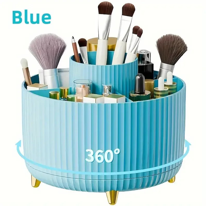 360° Rotating 5 Slot Makeup Brushes Holder Organizer for Vanity Desktop Storage
