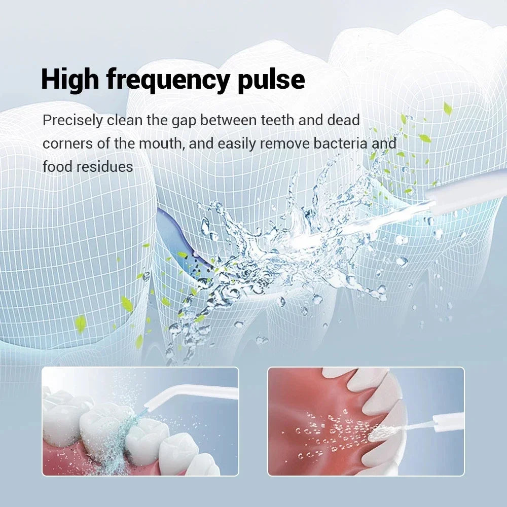Electric Tooth Flosser High Pressure Jet USB Rechargeable Oral Irrigator with Whitening Technology