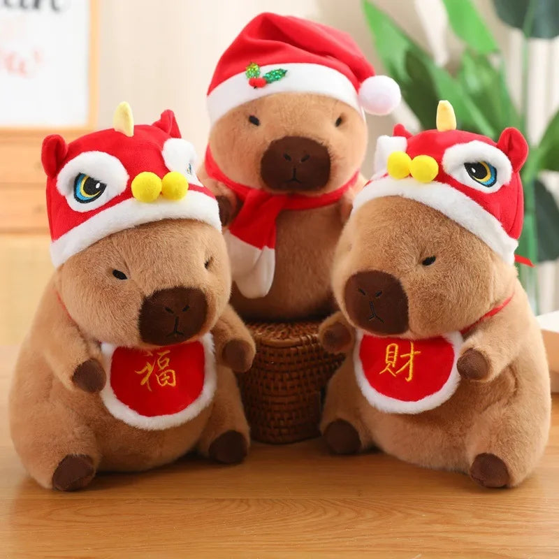 Christmas Capybara Plush Doll Soft Pillow Toy for Kids