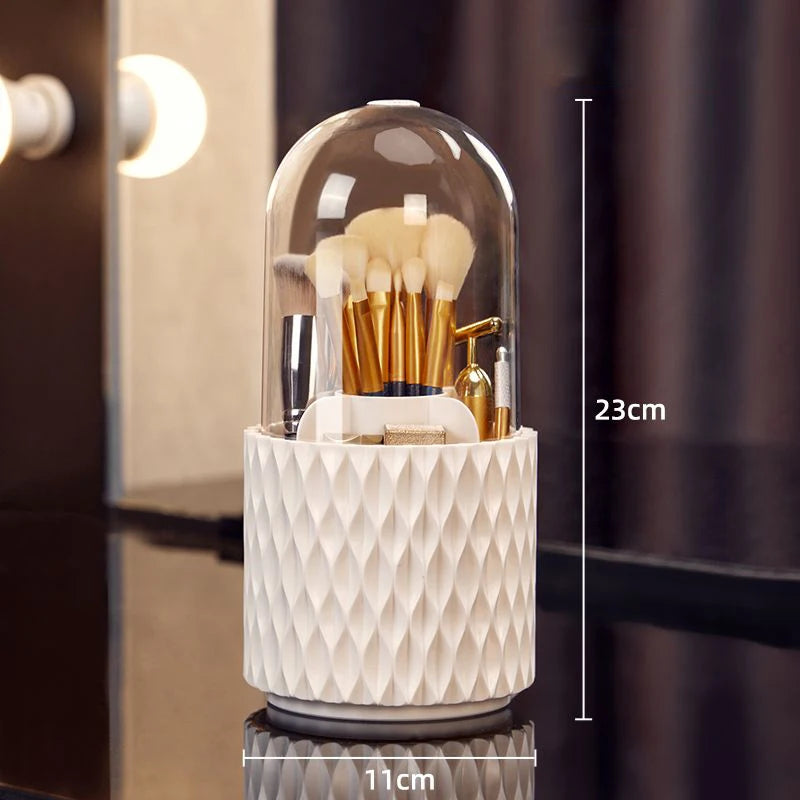 360 Degree Rotating Makeup Brush Holder With Lid Luxury Organizer