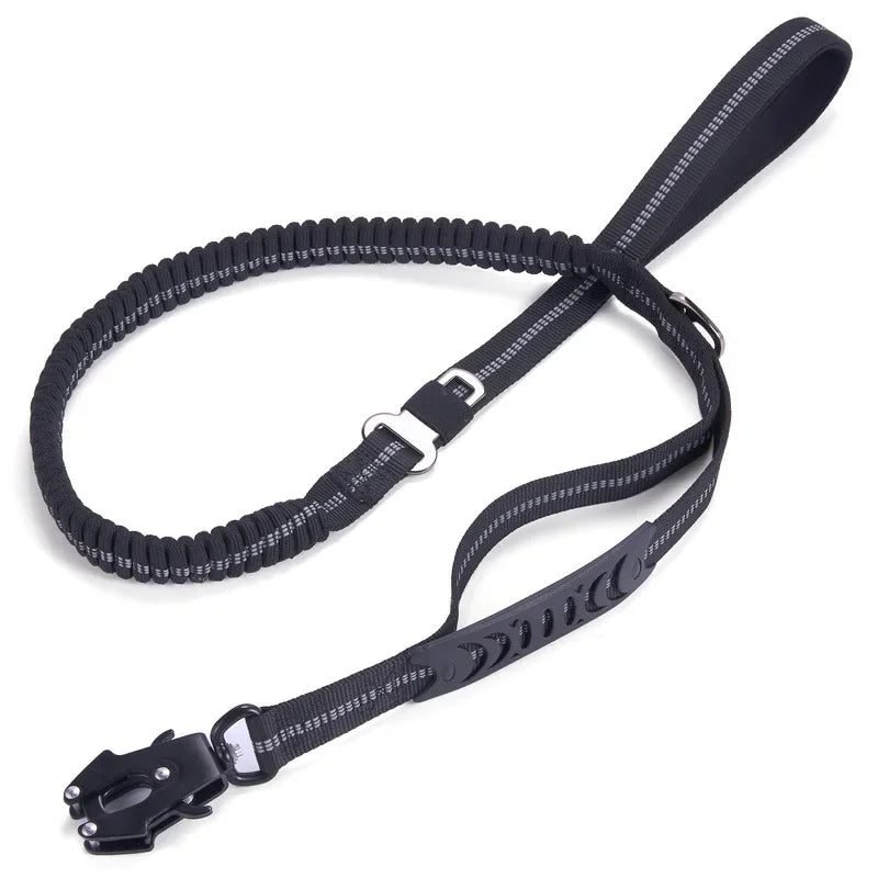 Reflective Heavy Duty Tactical Bungee Dog Leash with Shock Absorbing Technology and Seatbelt for Large Dogs