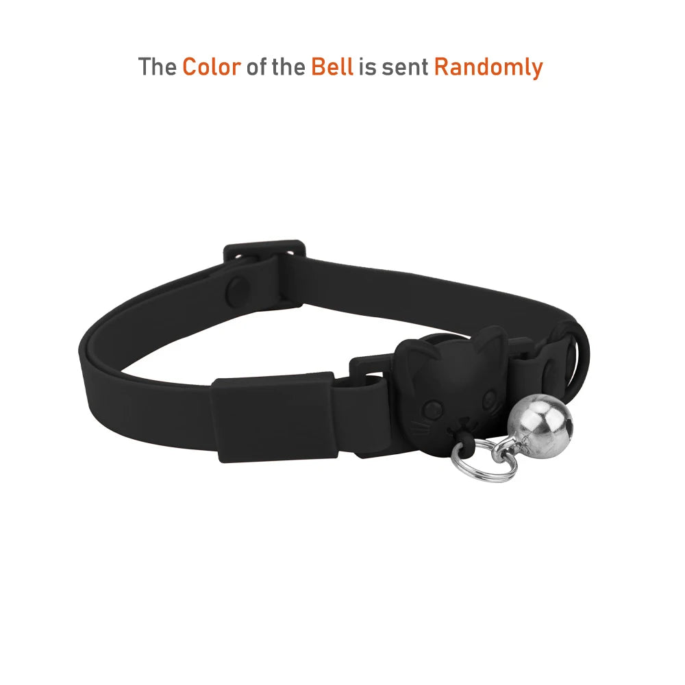 Pet Cat Collar Necklace With Small Bell PVC Waterproof Adjustable Kitten Collar Candy Color