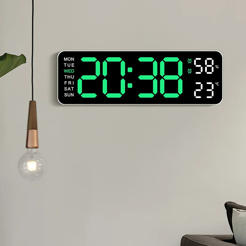 12inch Smart Mute LED Electronic Wall Clock with Thermometer
