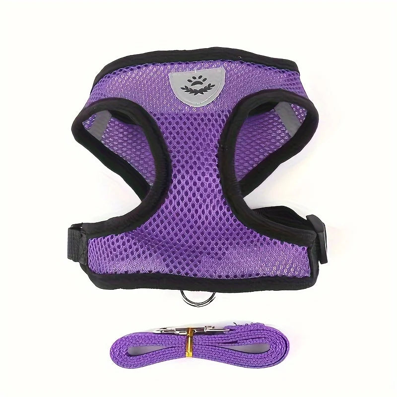 Cat Harness Adjustable, Escape-Proof Breathable Mesh with Reflective Vest 5-Foot Leash - Safe, Durable Outdoor Adventures