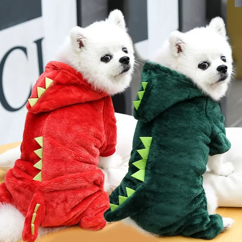 Dinosaur Dog Clothes Fleece Pet Jumpsuits Winter Warm Dog Coat Jacket for Dogs Hoodies Chihuahua French Bulldog Clothing