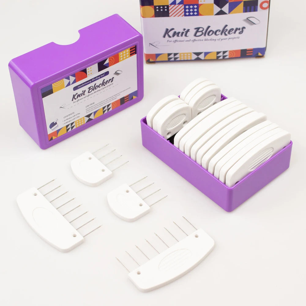 Knit Blockers Set 20 Pieces Stainless Steel Blocking Mats and Pins for DIY Knitting and Crocheting Projects