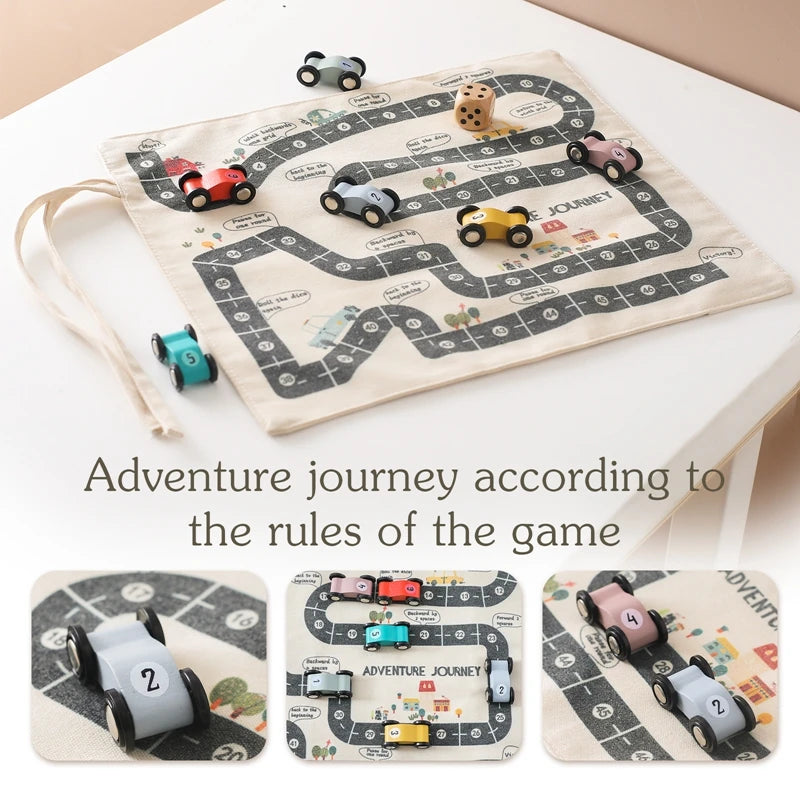 Children's Montessori Traffic Toy Wooden Car Game with Baby City Road Map 35x31 CM Educational Gift for Kids