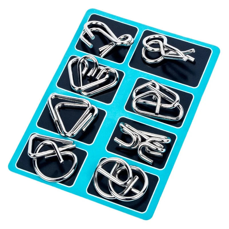 8Pcs Set Metal Montessori Puzzle Wire IQ Mind Brain Teaser Toys