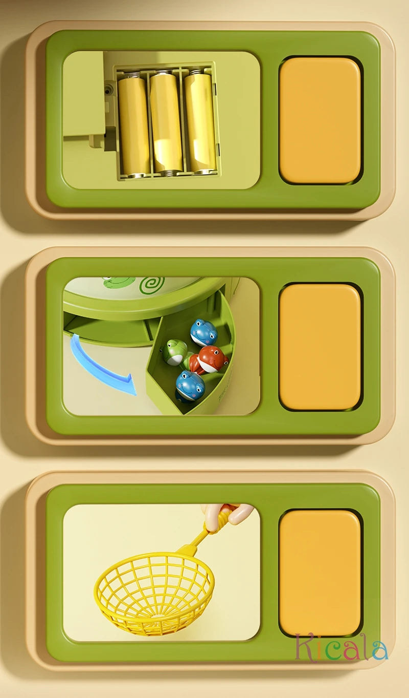 Montessori Launch Frog Toy for Kids Age 3 to 6 - Cartoon Flying Frog Catching Game for Sensory Development and Interactive Fun for 1 to 2 Players