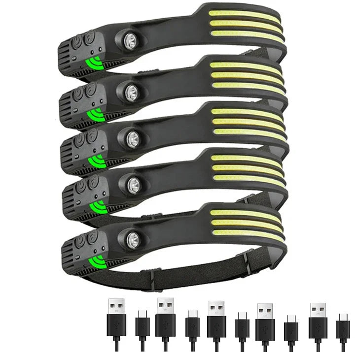 Powerful COB LED Induction Headlamp USB Rechargeable for Camping Fishing Riding