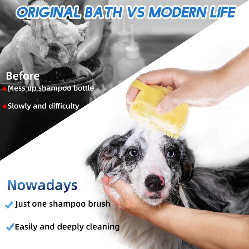 Pet Dog Shampoo Brush 2.7oz Cat Massage Comb Grooming Scrubber
