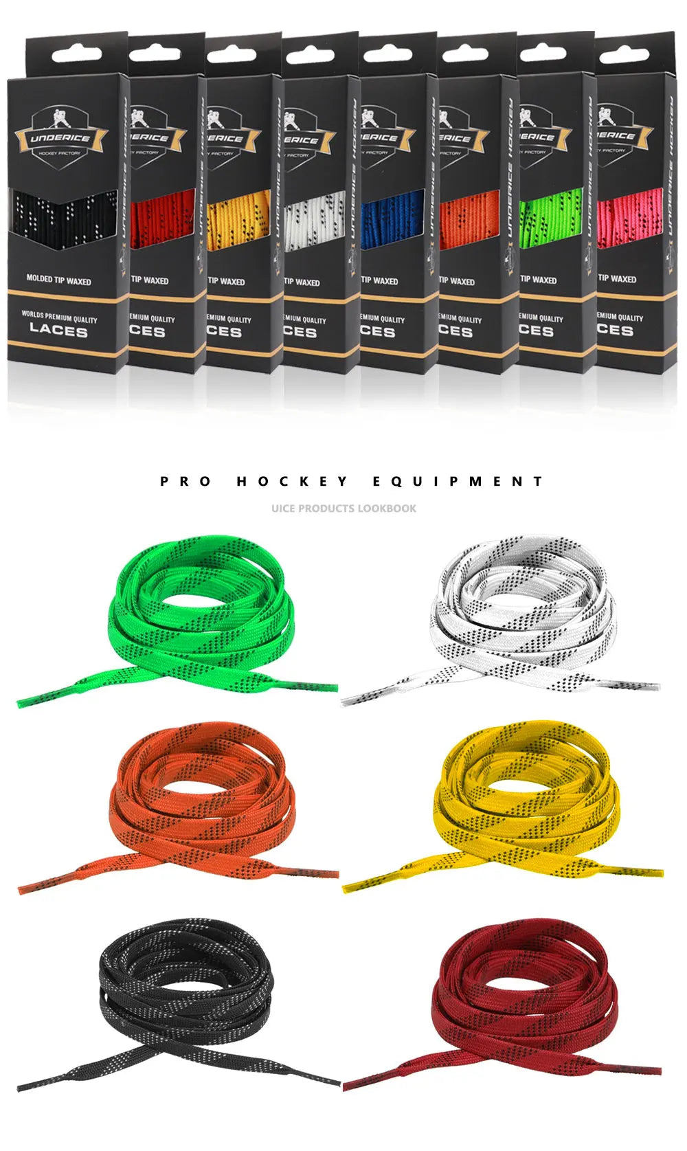 Ice Hockey Skate Laces 84-120inch Waxed Dual Layer Braid