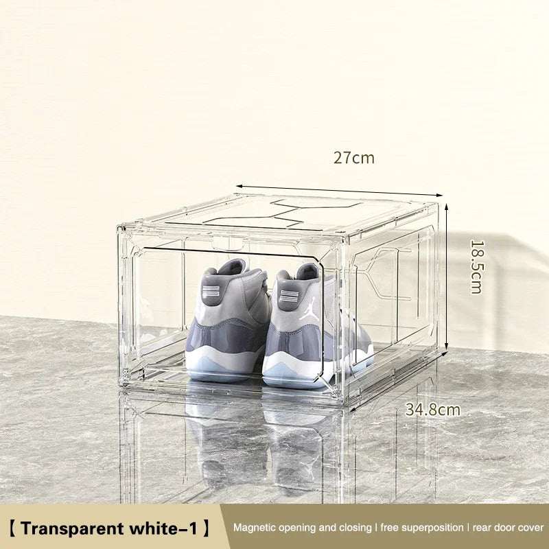 Transparent Shoe Box Magnetic Suction Door Dustproof Storage Box